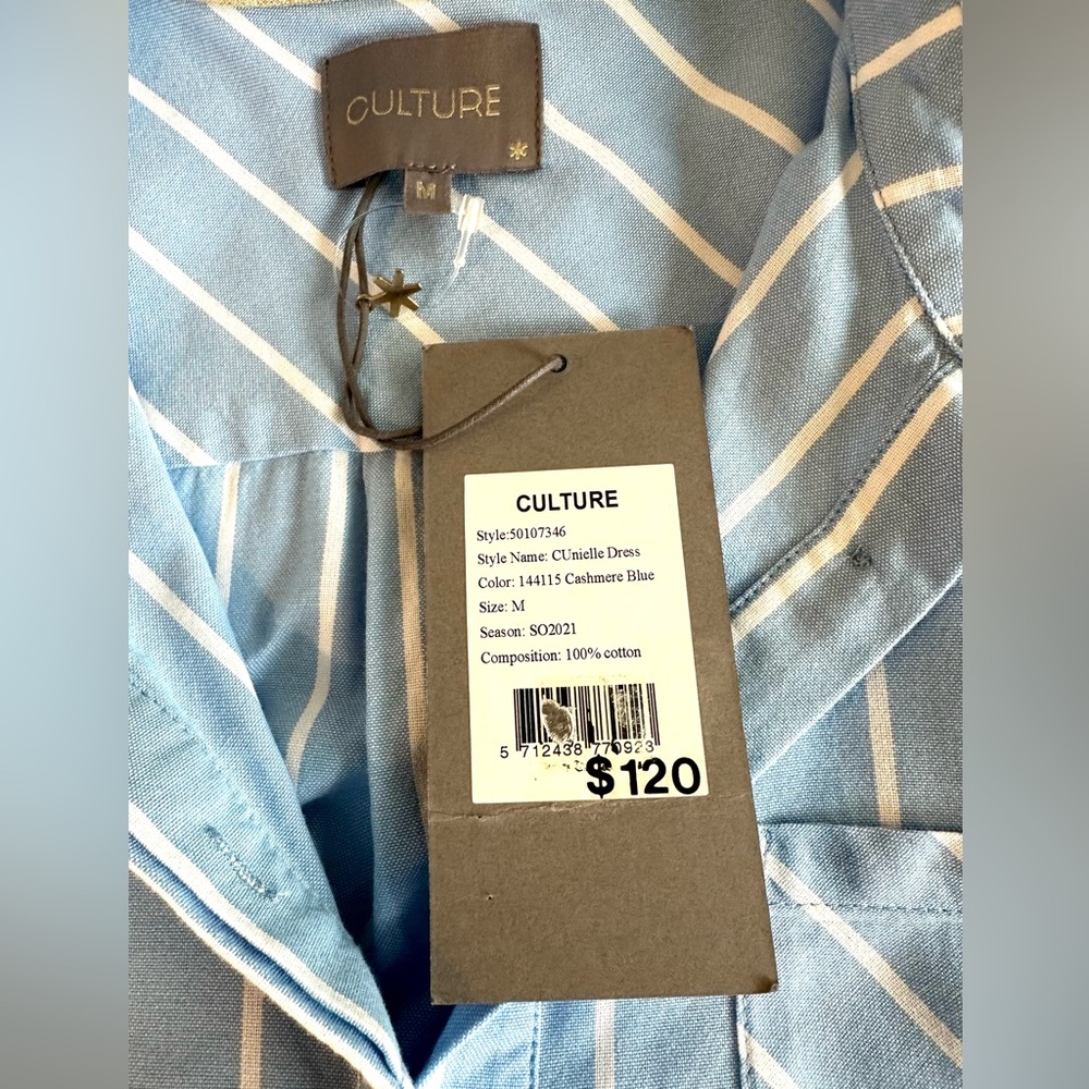 NWT Culture Blue and White Striped Shirt Dress “Understated” - Picture 10 of 14
